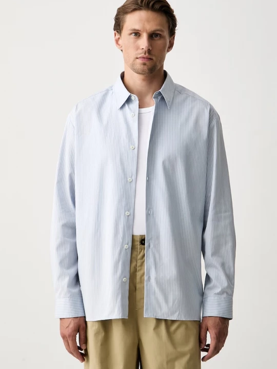 Obrázek produktu A.P.C. košile pánská bavlněná chemise malo sans poche modrá