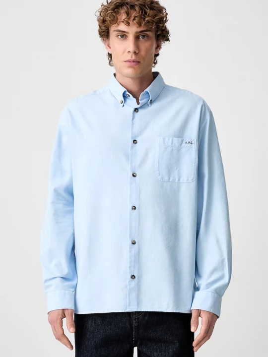 Obrázek produktu A.P.C. košile pánská bavlněná Mateo Logo modrá