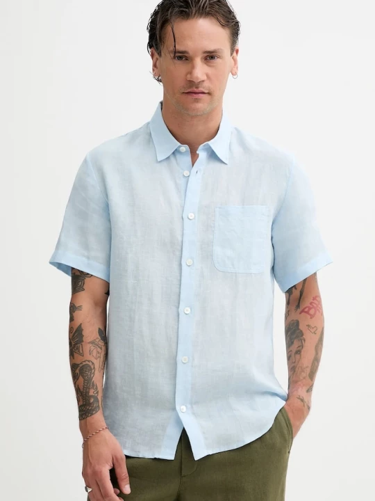 Obrázek produktu A.P.C. košile pánská chemisette bellini logo modrá