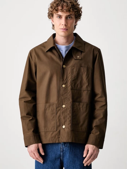Obrázek produktu A.P.C. krátká bunda pánská bavlněná Blouson Gabriel hnědá