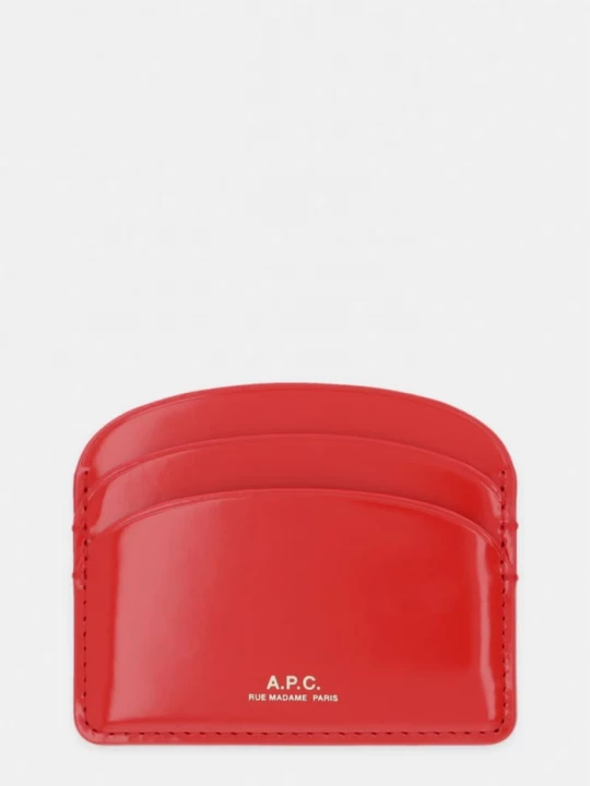 Obrázek produktu A.P.C. pouzdro na karty dámské kožené PORTE-CARTES DEMI-LUNE červená