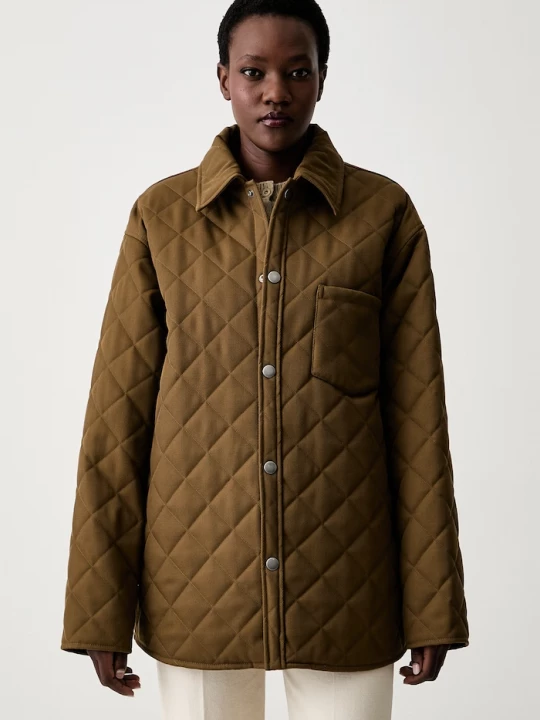 Obrázek produktu A.P.C. přechodová bunda dámská s příměsí vlny blouson georges zelená