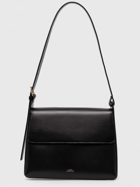 Obrázek produktu A.P.C. taška dámská kožená Sac Virginie Flap černá