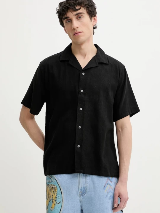 Obrázek produktu Abercrombie & Fitch Lněná košile Abercrombie & Fitch černá