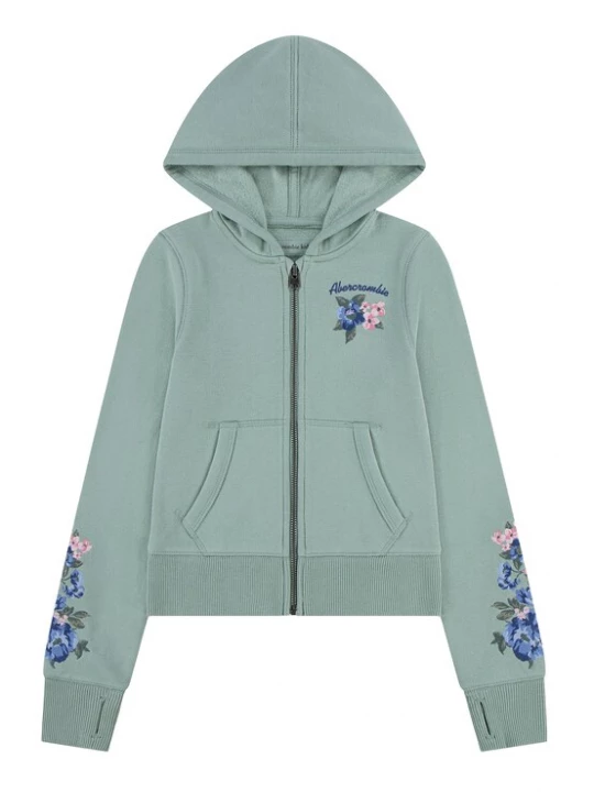 Obrázek produktu Abercrombie & Fitch Mikina námořnická modř / světle zelená / tmavě zelená / růžová