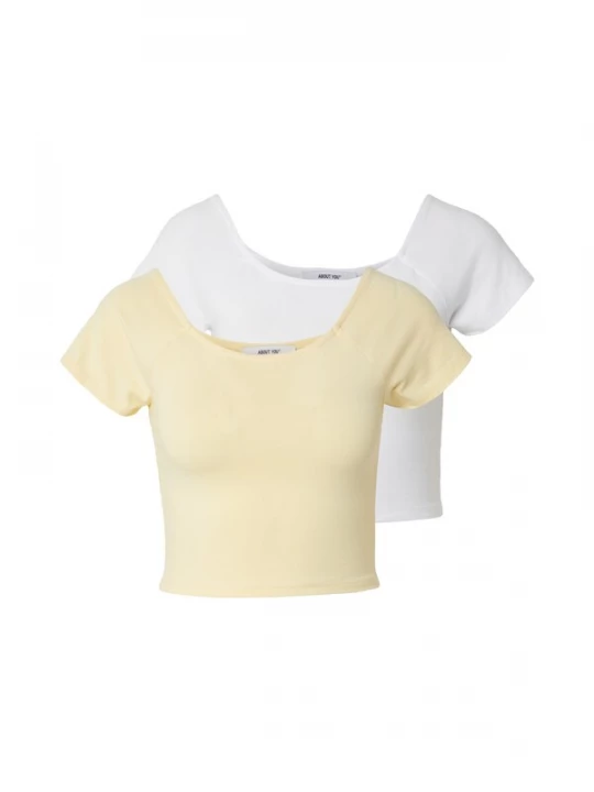 Obrázek produktu ABOUT YOU Tričko 'Jale' pastelově žlutá / bílá