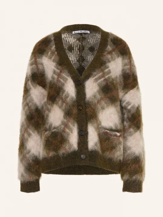 Obrázek produktu Acne Studios Pletený Svetr Z Mohéru khaki / světle šedá / tmavě červená