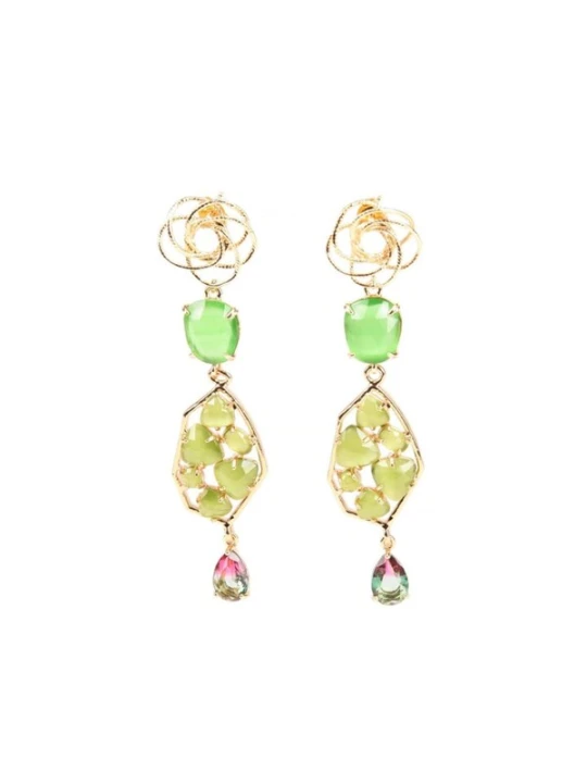 Obrázek produktu Addicted2 Náušnice 'Giunone Chadelier Earrings Green Color' zlatě žlutá / jablko