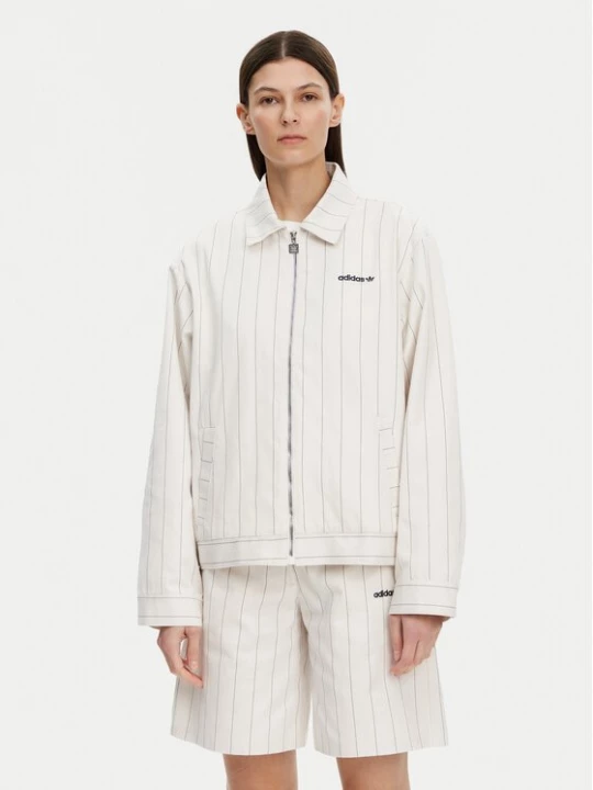 Obrázek produktu adidas Bunda pro přechodné období Pinstripe Harrington JJ3476 Bílá Loose Fit