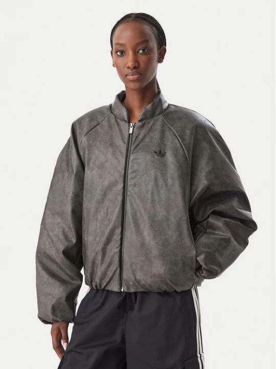 Obrázek produktu adidas Bunda z imitace kůže Sst Cropped KT4240 Tmavě šedá Regular Fit