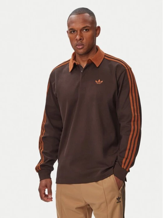 Obrázek produktu adidas Mikina 3-Stripes Rugby Longsleeve Polo KE4112 Hnědá Regular Fit