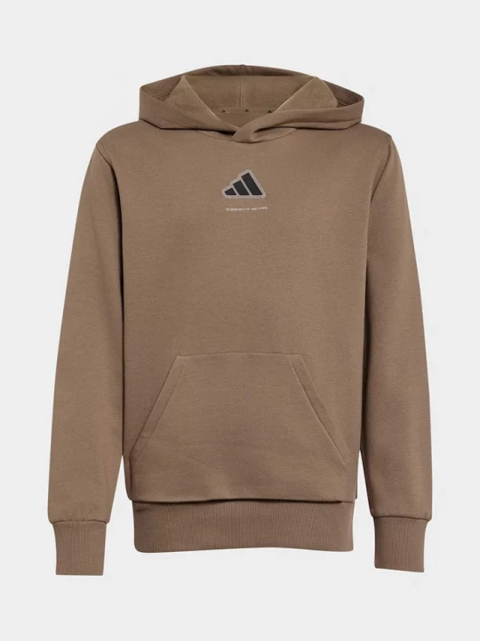Obrázek produktu adidas mikina s kapucí dětská s bavlnou hnědá