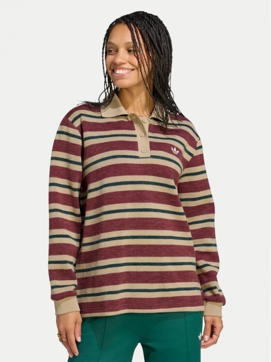Obrázek produktu adidas Mikina Stripe Knitted Polo Top LG4083 Bordó Regular Fit