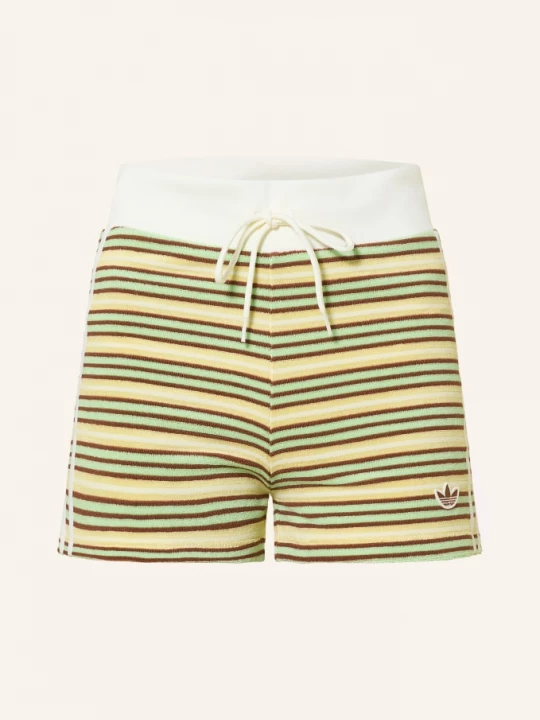 Obrázek produktu Adidas Originals Froté Šortky Booty S Pruhy světle zelená / hnědá / tmavě žlutá