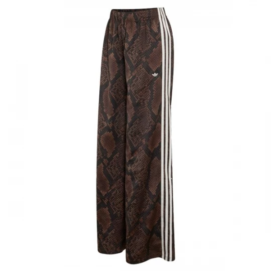 Obrázek produktu ADIDAS ORIGINALS Kalhoty 'SATIN SNAKE PRINT WIDE LEG TRACK' tmavě hnědá / černá / bílá