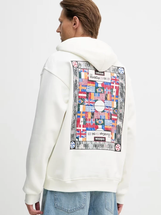 Obrázek produktu adidas Originals mikina s kapucí pánská s bavlnou béžová