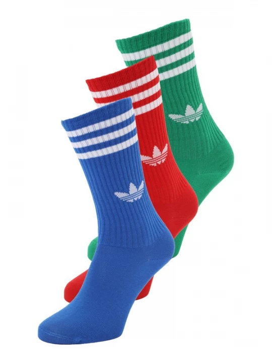 Obrázek produktu ADIDAS ORIGINALS Ponožky '3 STRIPES HIGH CREW SOCKS 3' námořnická modř / světle zelená / jasně červená / bílá