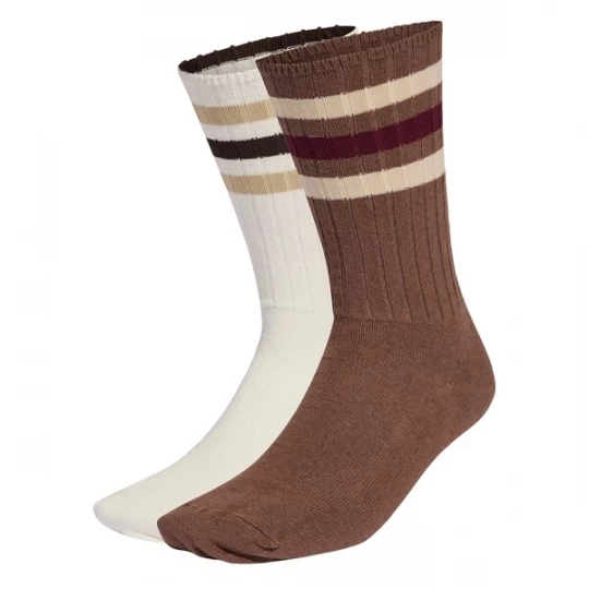 Obrázek produktu ADIDAS ORIGINALS Ponožky 'Ribbed Crew 2 Pairs' tmavě hnědá / vínově červená / offwhite