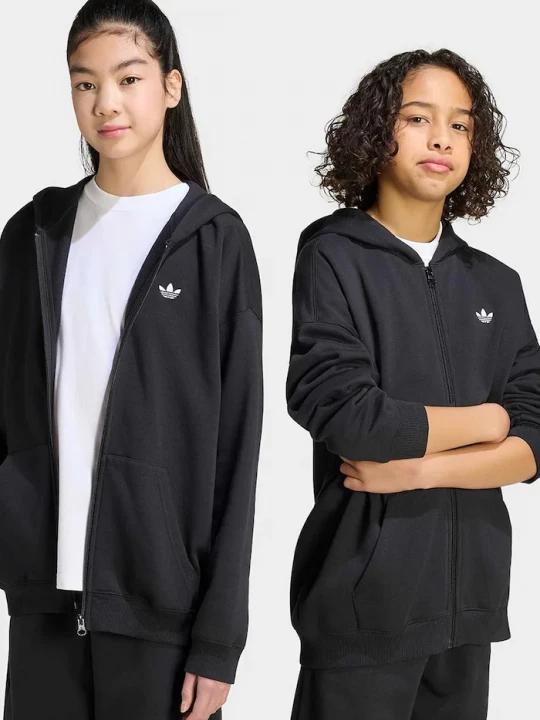 Obrázek produktu adidas Originals rozepínací mikina s kapucí dětská s bavlnou černá