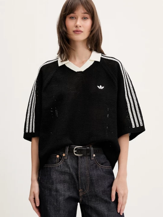 Obrázek produktu adidas Originals svetrové polo dámské prolamované Crochet černá