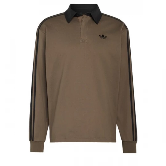 Obrázek produktu ADIDAS ORIGINALS Tričko '3-STRIPES RUGBY LONGSLEEVE' hnědá / černá