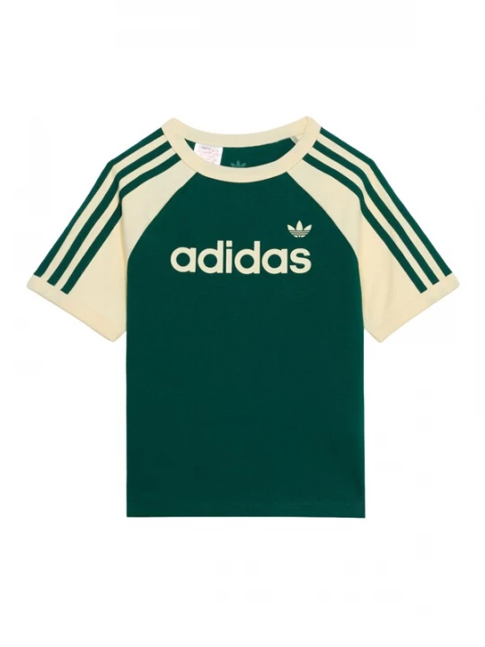 Obrázek produktu ADIDAS ORIGINALS Tričko '3-Stripes Slim' pastelově žlutá / tmavě zelená