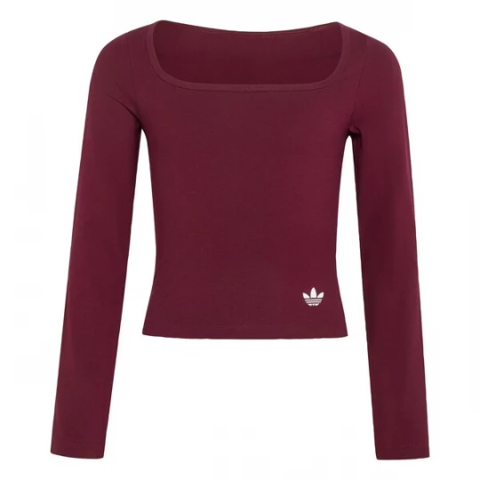Obrázek produktu ADIDAS ORIGINALS Tričko 'SLIM FRONT SQUARE COLLAR LONGSLEEVE' rubínově červená