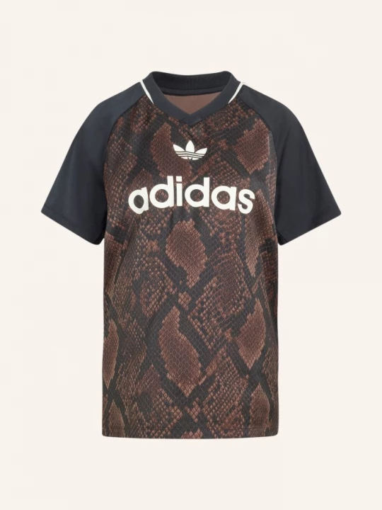 Obrázek produktu Adidas Originals Tričko Snake Print Satin Jersey Z Kombinace Materiálů tmavě hnědá / bílá / černá