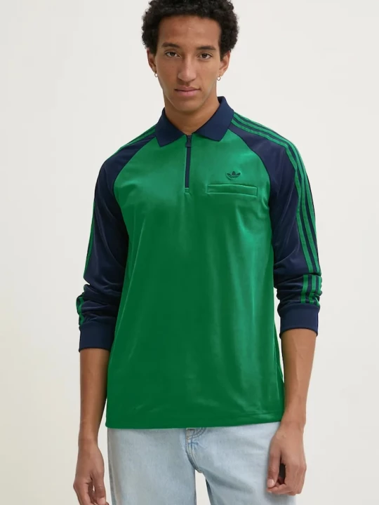 Obrázek produktu adidas Originals Velurová mikina adidas Originals Velour Polo zelená