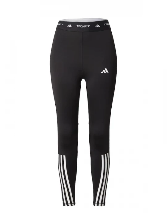 Obrázek produktu ADIDAS PERFORMANCE Sportovní kalhoty 'TECHFIT 3-Stripes 7 / 8' černá / bílá