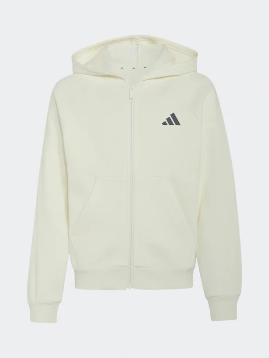 Obrázek produktu adidas rozepínací mikina s kapucí dětská s bavlnou béžová
