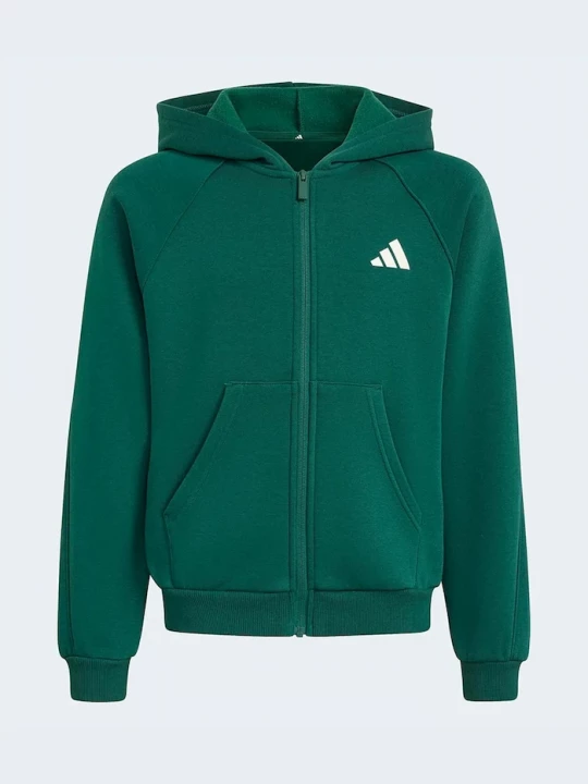 Obrázek produktu adidas rozepínací mikina s kapucí dětská s bavlnou zelená
