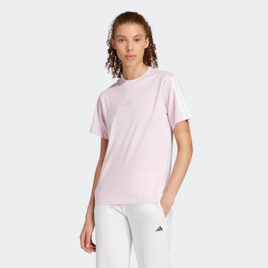 Obrázek produktu ADIDAS SPORTSWEAR Funkční tričko 'ESSENTIALS 3-STRIPES COTTON' růžová / bílá