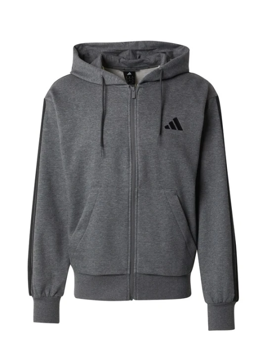 Obrázek produktu ADIDAS SPORTSWEAR Mikina 'ESSENTIALS THREE STRIPES FLEECE' šedý melír / černá / bílá