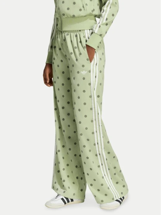 Obrázek produktu adidas Teplákové kalhoty Satin Polka Dots Wide Leg Pant LI2846 Zelená Relaxed Fit
