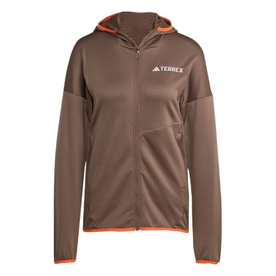 Obrázek produktu ADIDAS TERREX Funkční fleecová mikina 'Xperior' čokoládová / oranžová / bílá