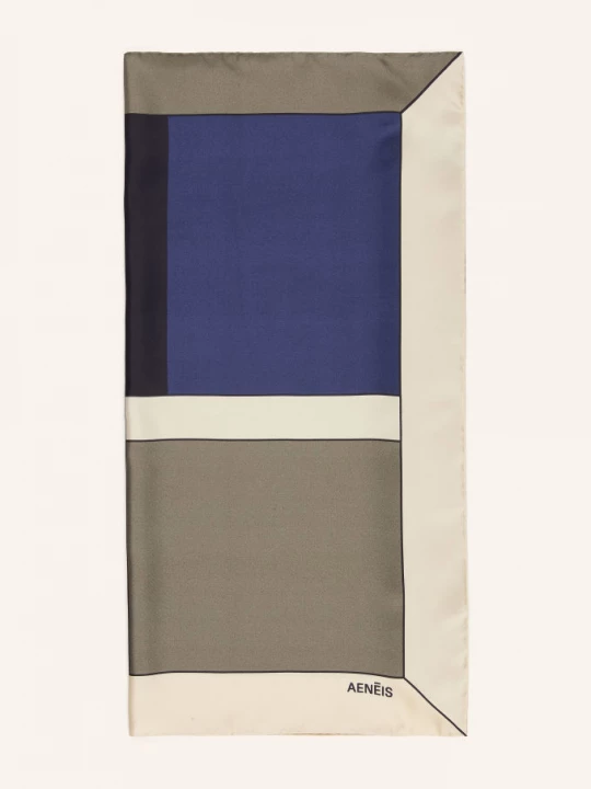 Obrázek produktu Aeneis Hedvábný Šátek khaki / režná / tmavě modrá
