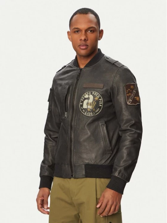Obrázek produktu Aeronautica Militare Kožená bunda 261PN5055U100839 Černá Regular Fit