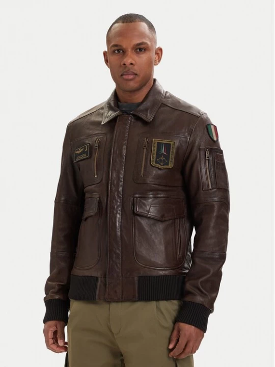 Obrázek produktu Aeronautica Militare Kožená bunda 261PN5058U100839 Hnědá Regular Fit