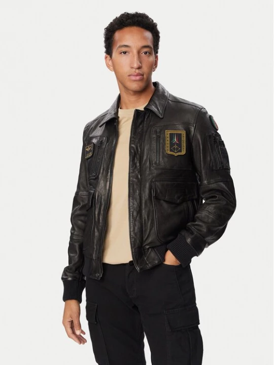 Obrázek produktu Aeronautica Militare Kožená bunda 262PN0846U100839 Černá Regular Fit