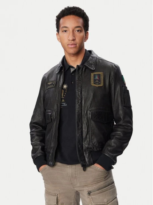Obrázek produktu Aeronautica Militare Kožená bunda 262PN0895U100839 Černá Regular Fit