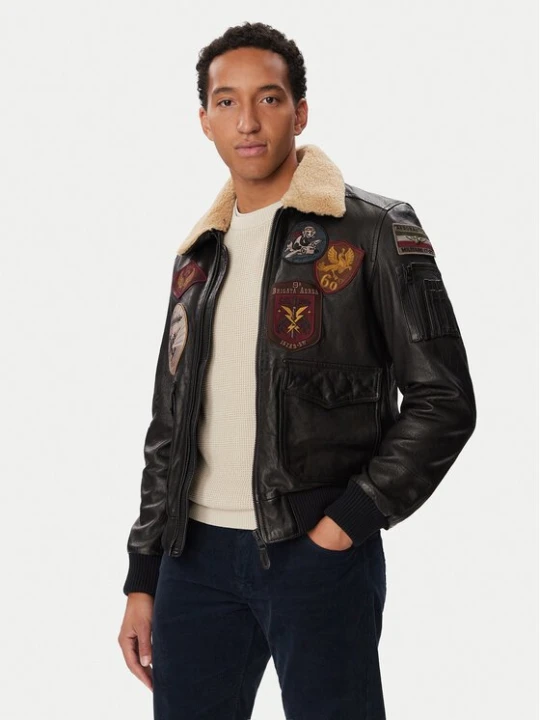 Obrázek produktu Aeronautica Militare Kožená bunda 262PN0968U100839 Černá Regular Fit