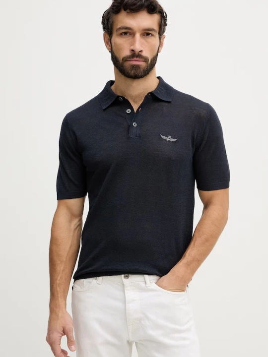 Obrázek produktu Aeronautica Militare polo pánské lněné námořnická modř
