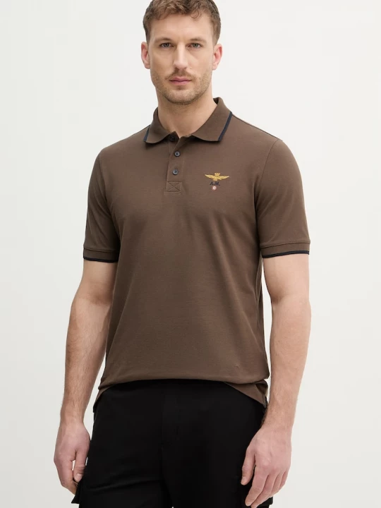 Obrázek produktu Aeronautica Militare polo pánské bavlněné hnědá