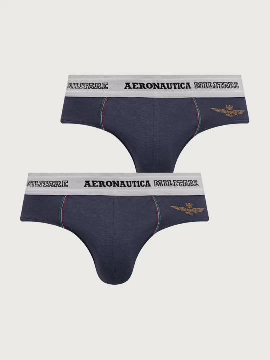Obrázek produktu Aeronautica Militare slipy pánské bavlněné s elastanem 2-pack námořnická modř