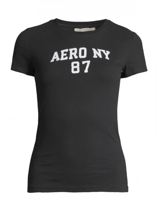 Obrázek produktu AÉROPOSTALE Tričko 'AUG AERO NY 87' černá / bílá AEROPOSTALE