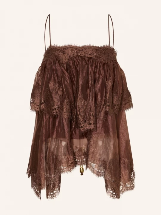 Obrázek produktu Aje. Top Ophelia Lace Cami S Krajkou tmavě hnědá