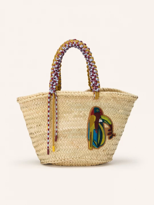 Obrázek produktu Alémais Nákupní Taška Toucan Tango Macrame Midi velbloudí / tmavě červená / žlutá