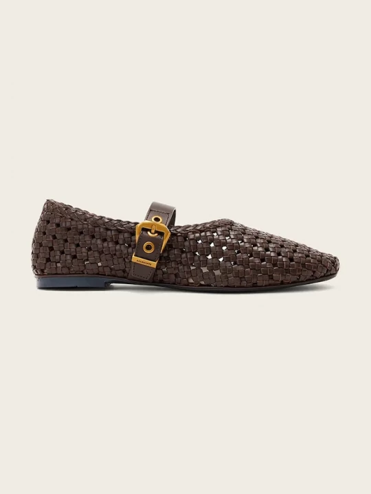 Obrázek produktu AllSaints baleríny kožené Sabine Woven Flat hnědá