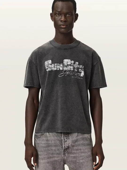 Obrázek produktu AllSaints basic tričko pánské bavlněné SUN černá